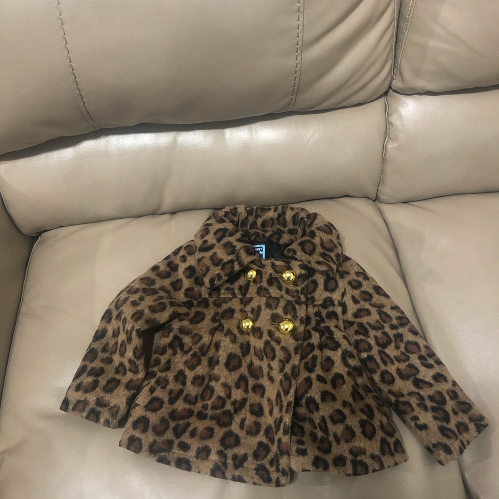 Leopard print baby pea coat